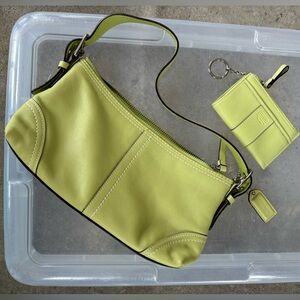 Used/Excellent Condition - Green Coach Purse & Coin Wallet